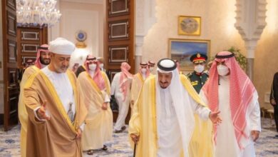His Majesty Sultan Haitham bin Tarik with His Royal Highness Prince Muhammad bin Salman Al Saud
